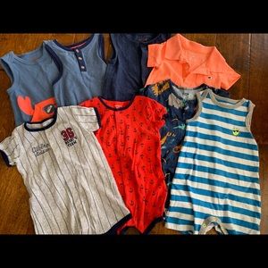 Baby boy romper lot (9 rompers)